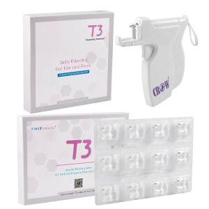 CROW T3 Steril Kartuşlu Kulak Delim Küpesi – 3mm Silver Taşlı (12 Çift.)