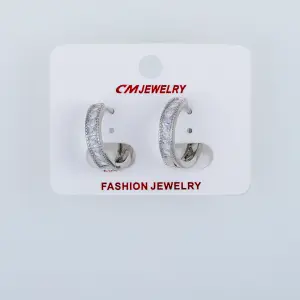 CM Jewelry Platin Kaplama Tırnaklı Halka Küpe