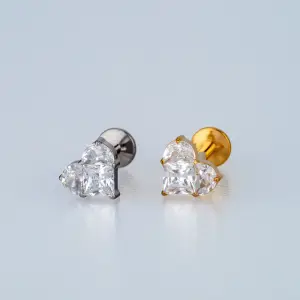 Piercing G23 Titanyum Tragus Kalp Sarı 8mm