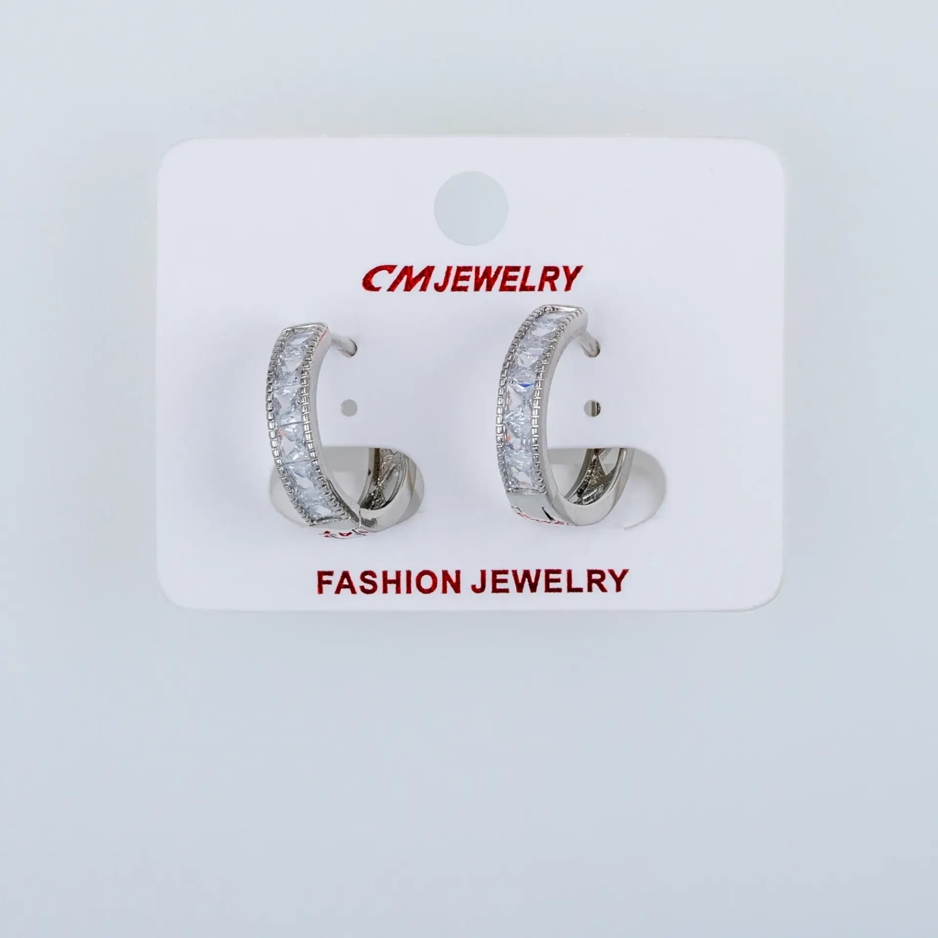 CM Jewelry Platin Kaplama Tırnaklı Halka Küpe