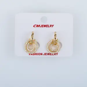 CM Jewelry 14K Kaplama Tırnaklı Halka Küpe