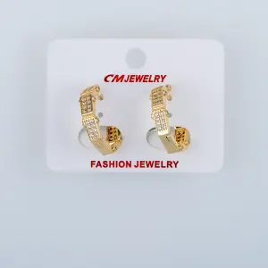 CM Jewelry 14K Kaplama Tırnaklı Halka Küpe