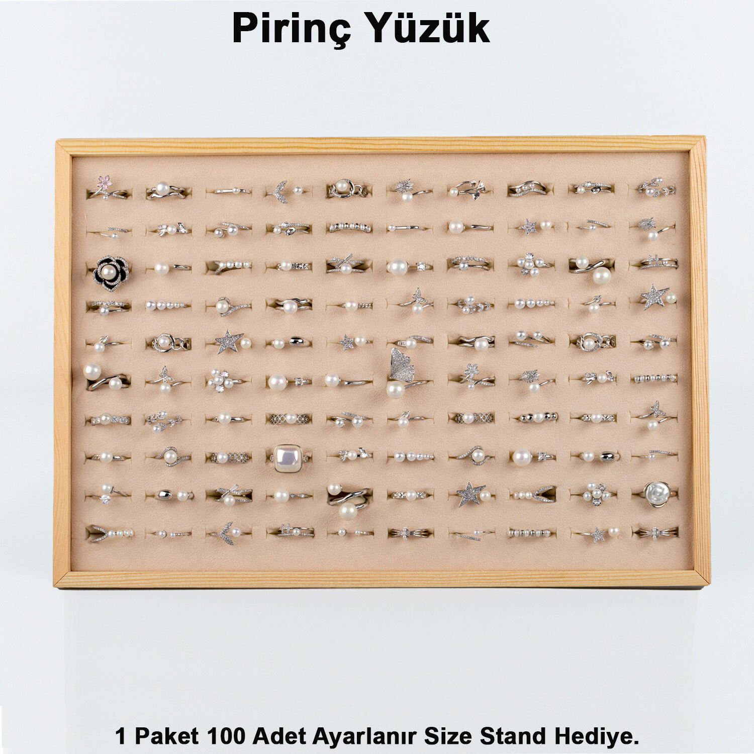 Pirinç Yüzük 1 Paket 100 Adet  2 Renk Seçeneği Stand Hediye