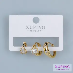Toptan Xuping Üçlü Kombin Halka Küpe Seti