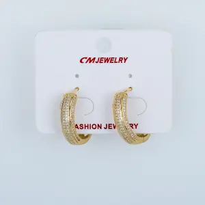 CM Jewelry 14K Kaplama Tırnaklı Halka Küpe