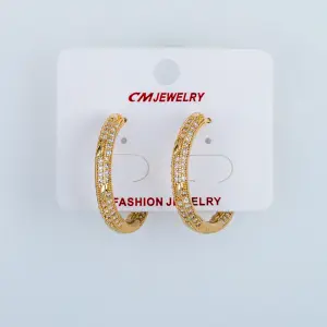 CM Jewelry 14K Kaplama Tırnaklı Halka Küpe