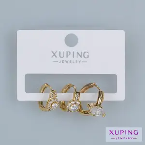 Toptan Xuping Üçlü Kombin Halka Küpe Seti