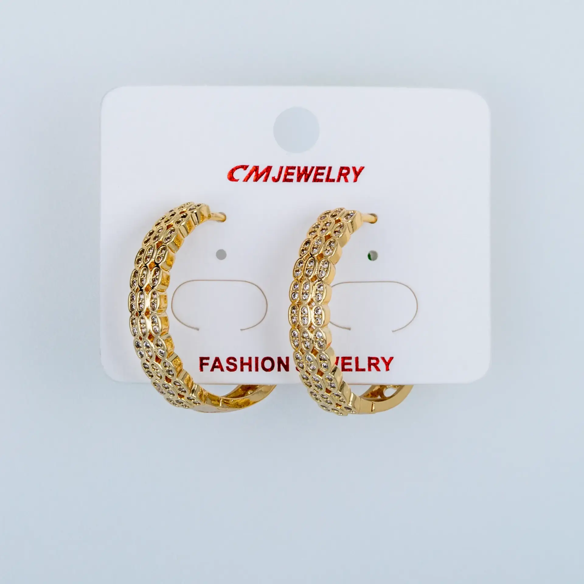 CM Jewelry 14K Kaplama Tırnaklı Halka Küpe