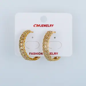 CM Jewelry 14K Kaplama Tırnaklı Halka Küpe