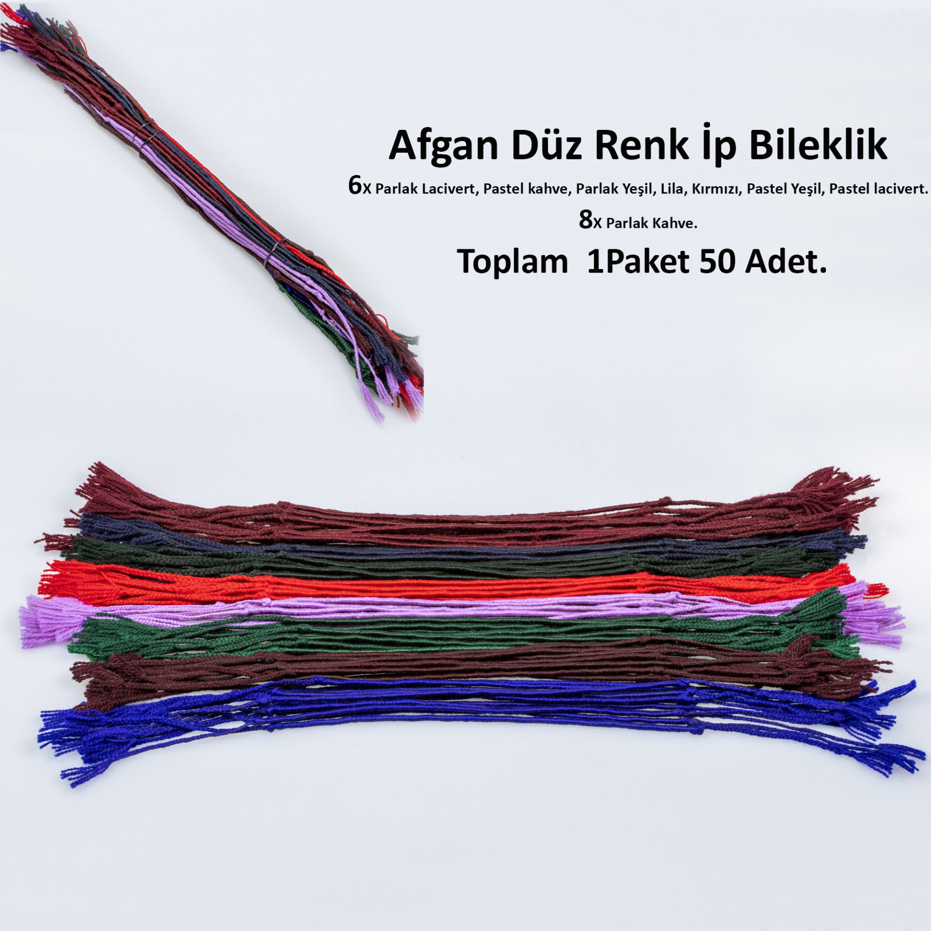 Afgan İp Bileklik Paket 50 Adet
