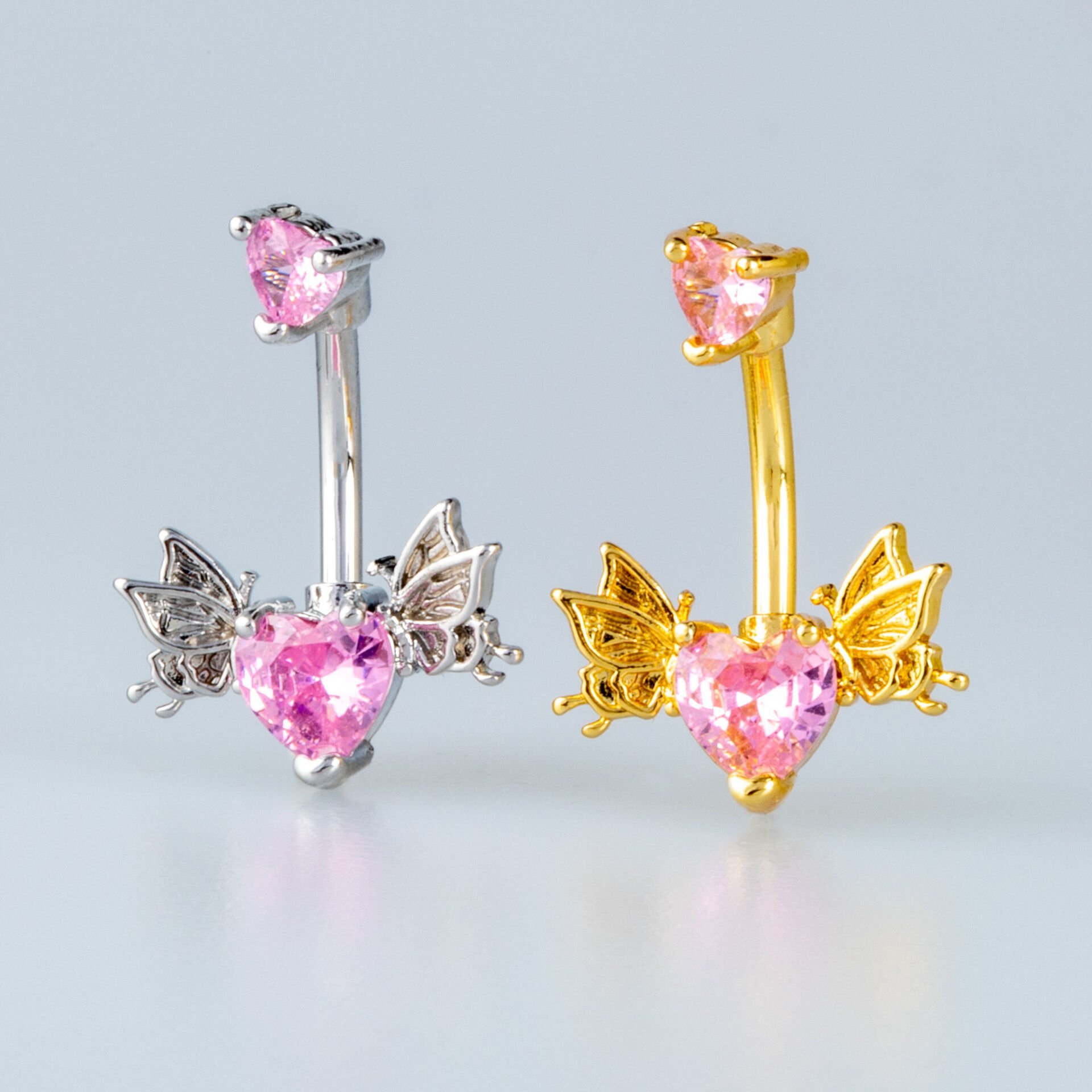 Piercing Göbek Kelebek Kalp Taş