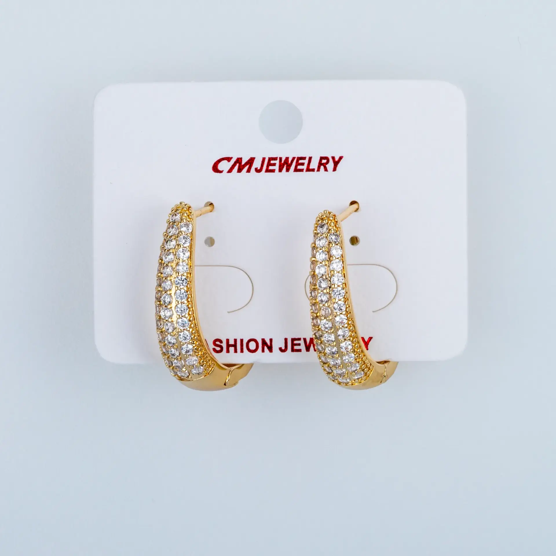 CM Jewelry 14K Kaplama Tırnaklı Halka Küpe