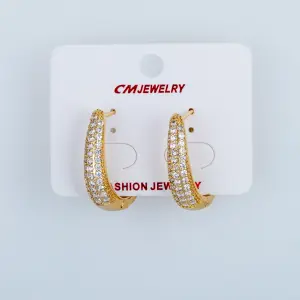 CM Jewelry 14K Kaplama Tırnaklı Halka Küpe