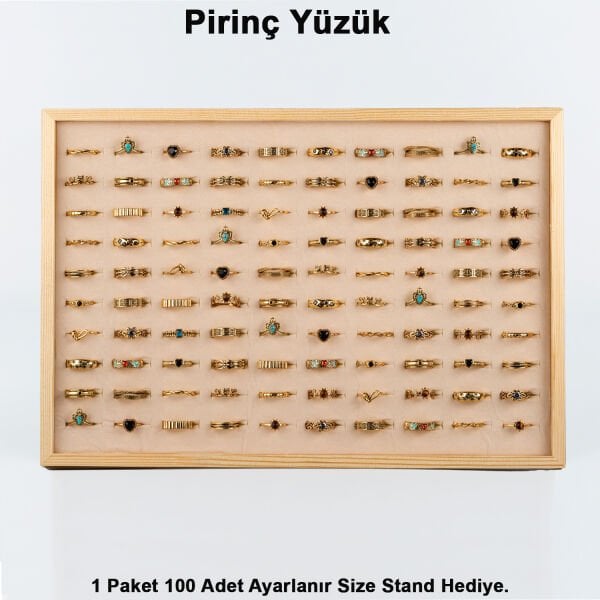 Pirinç Yüzük 1 Paket 100 Adet Stand Hediye