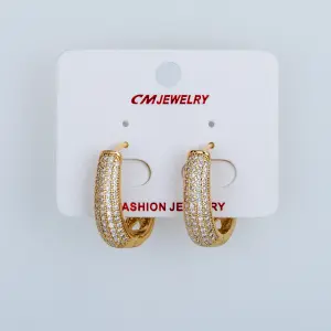 CM Jewelry 14K Kaplama Tırnaklı Halka Küpe