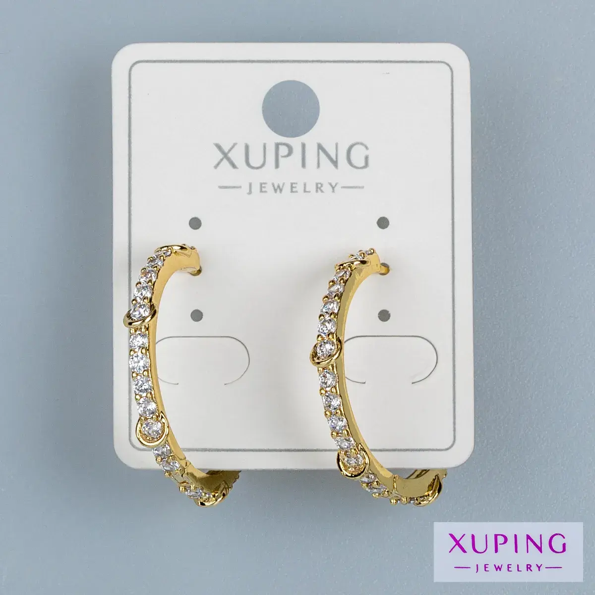 Toptan Xuping Sıralı Taşlı Halka Küpe