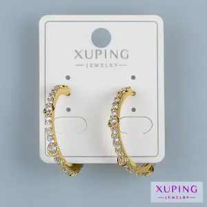 Toptan Xuping Sıralı Taşlı Halka Küpe