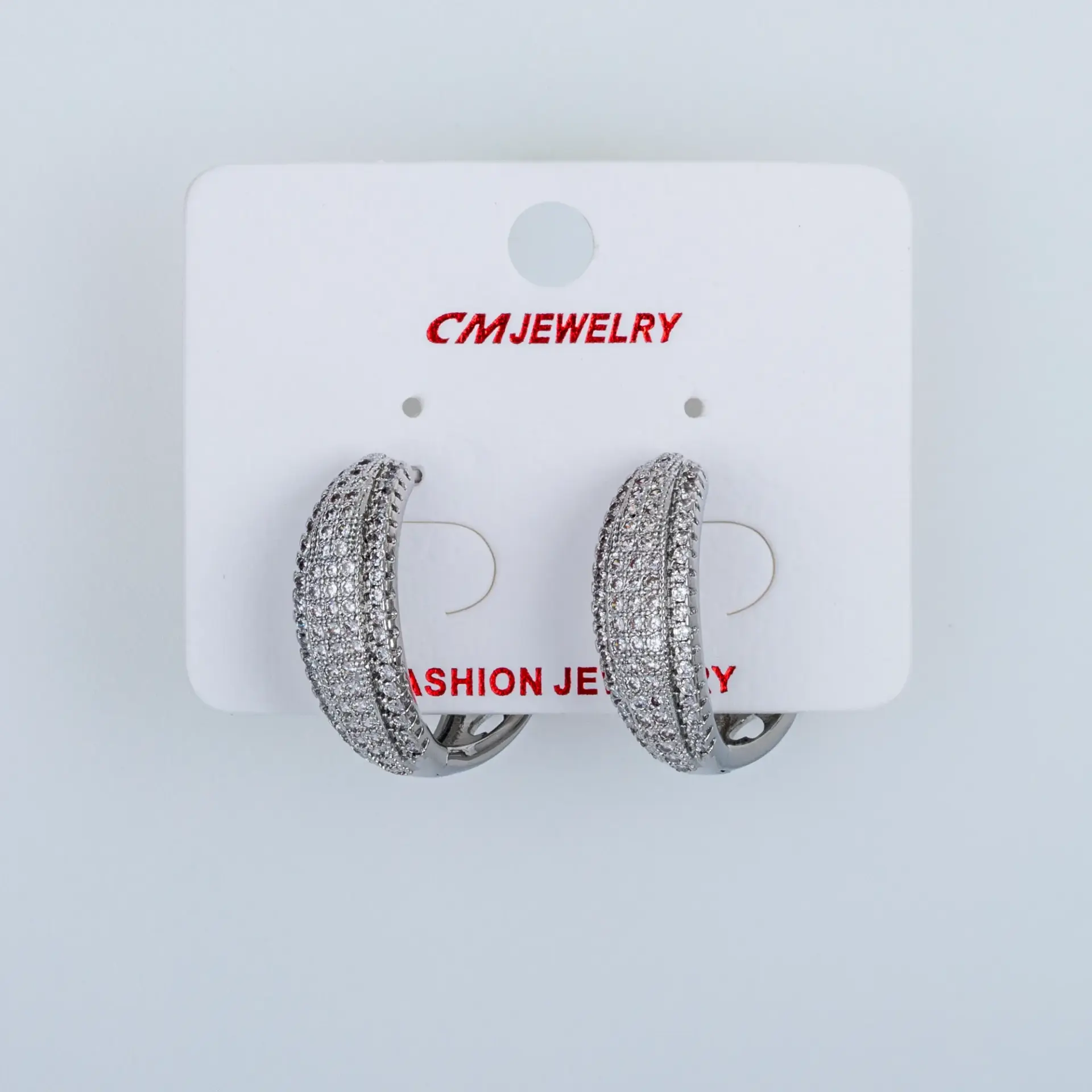 CM Jewelry Platin Kaplama Tırnaklı Halka Küpe