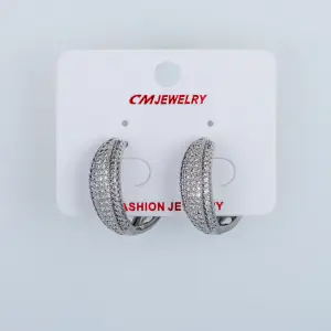 CM Jewelry Platin Kaplama Tırnaklı Halka Küpe