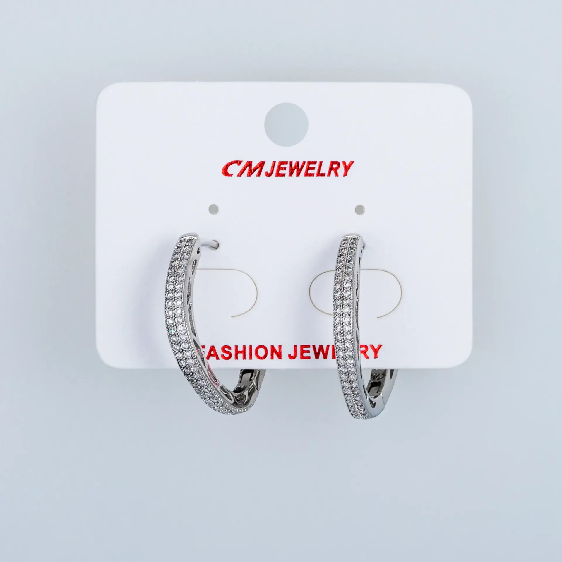 CM Jewelry Platin Kaplama Tırnaklı Halka Küpe