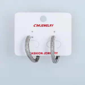 CM Jewelry Platin Kaplama Tırnaklı Halka Küpe