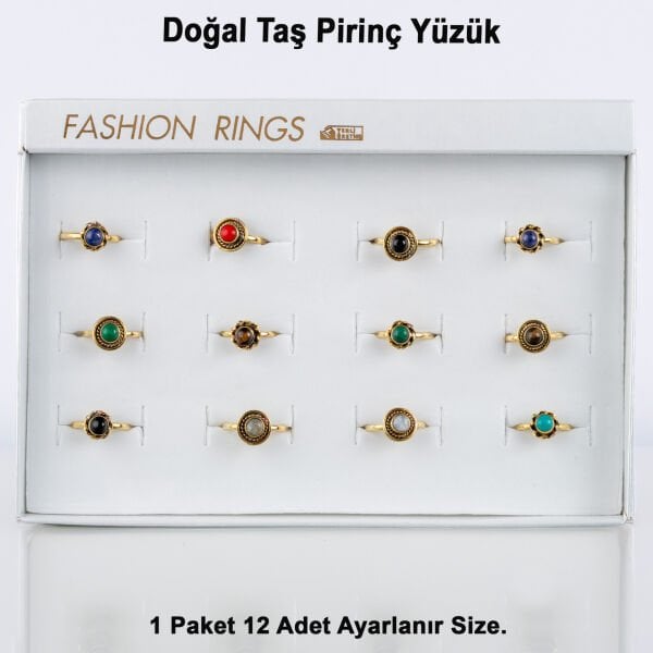 Doğal Taş Pirinç Yüzük-Paket