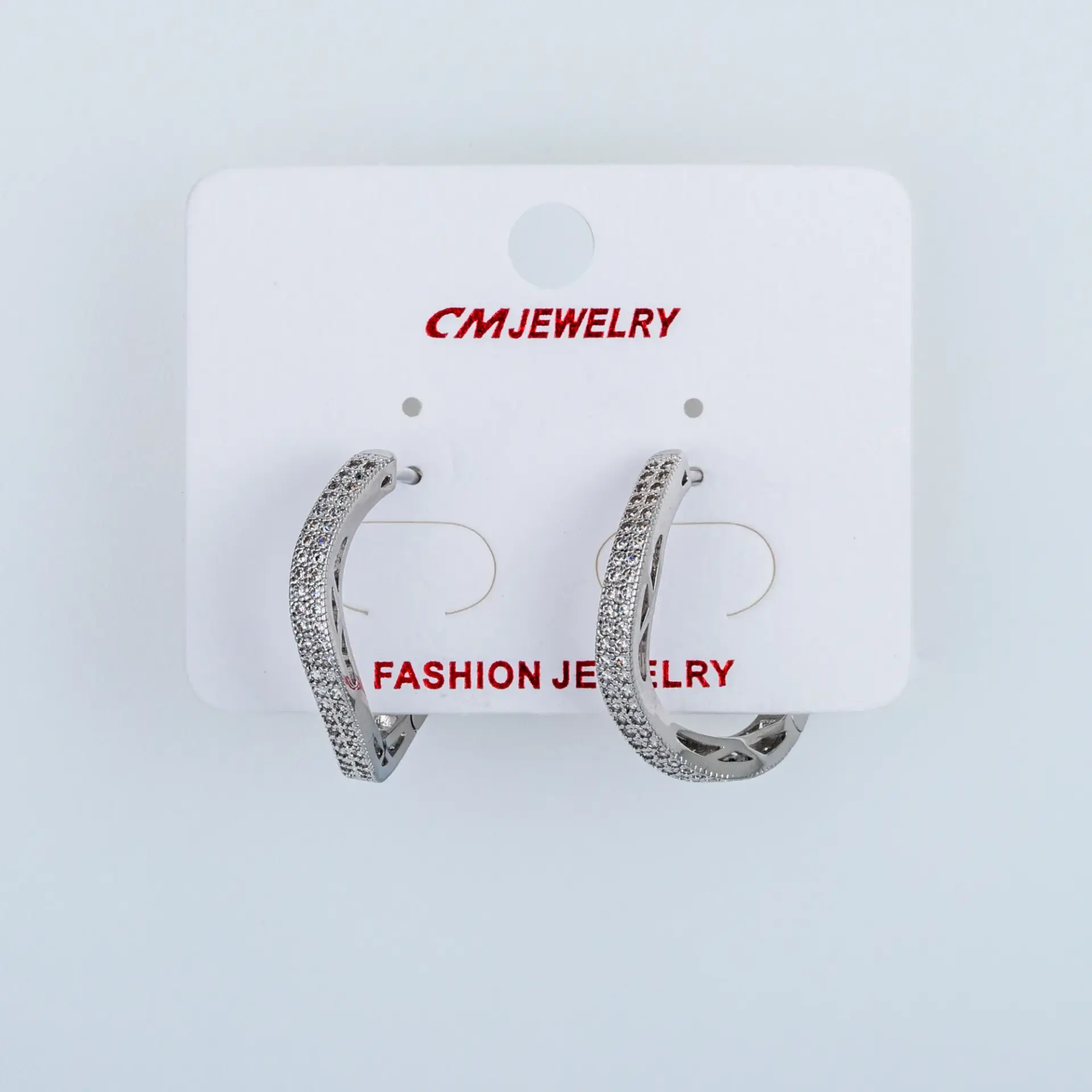 CM Jewelry Platin Kaplama Tırnaklı Halka Küpe