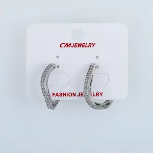 CM Jewelry Platin Kaplama Tırnaklı Halka Küpe