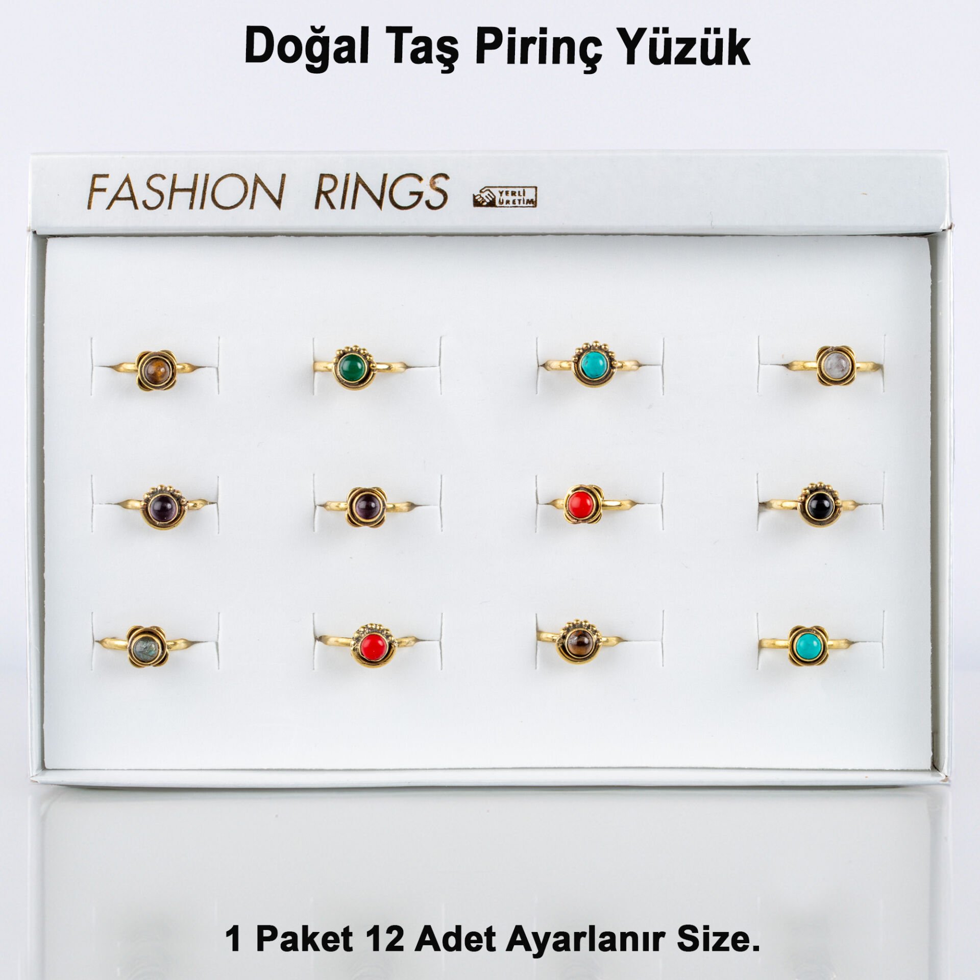Doğal Taş Pirinç Yüzük-Paket