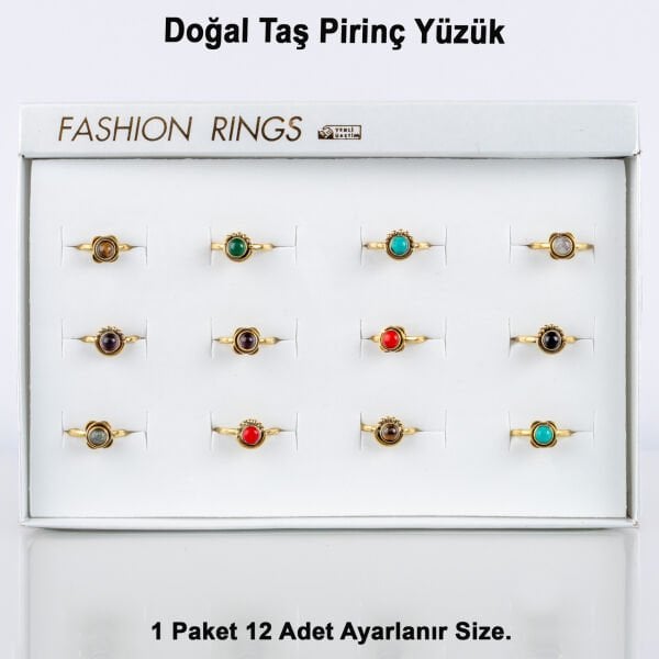 Doğal Taş Pirinç Yüzük-Paket