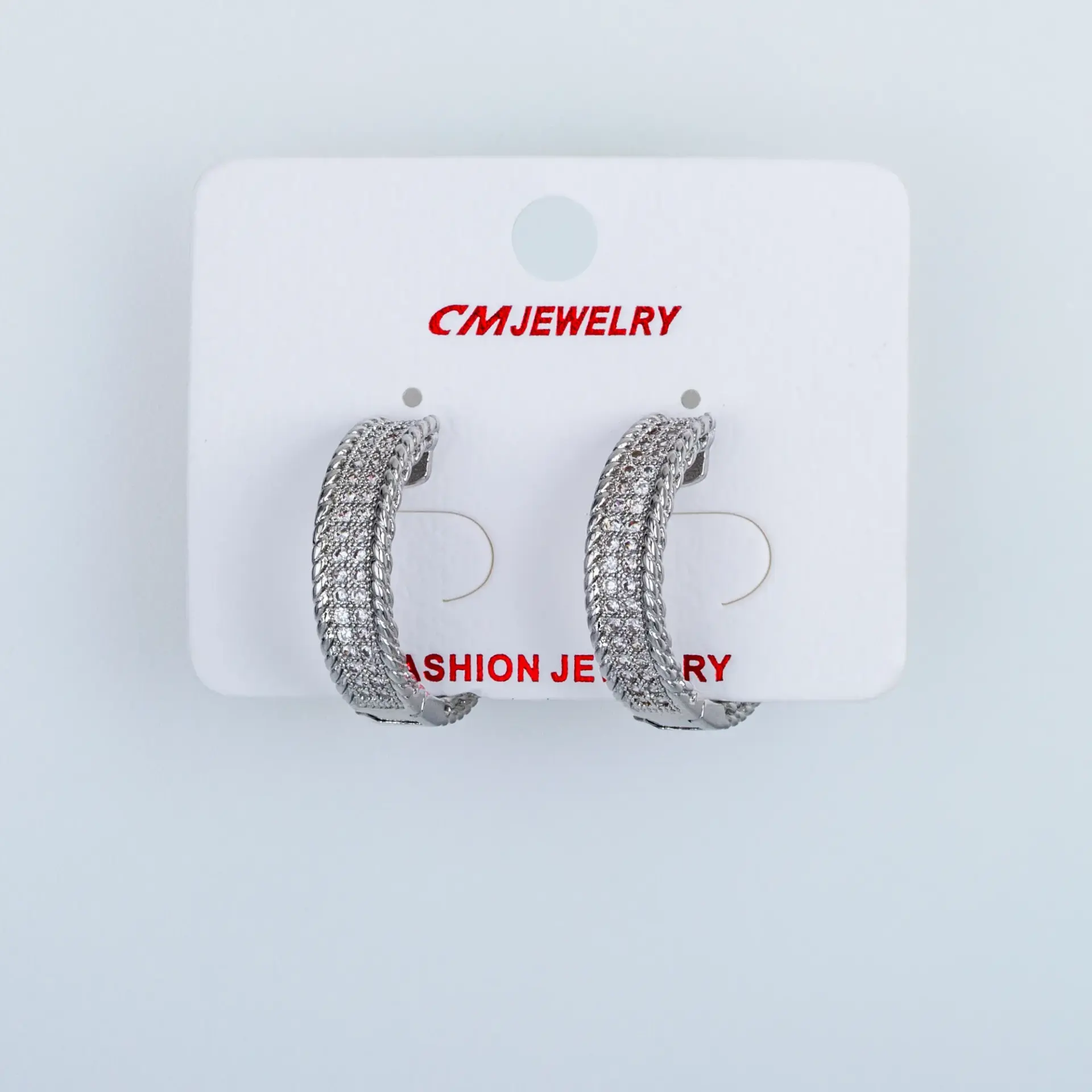 CM Jewelry Platin Kaplama Tırnaklı Halka Küpe