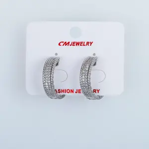 CM Jewelry Platin Kaplama Tırnaklı Halka Küpe