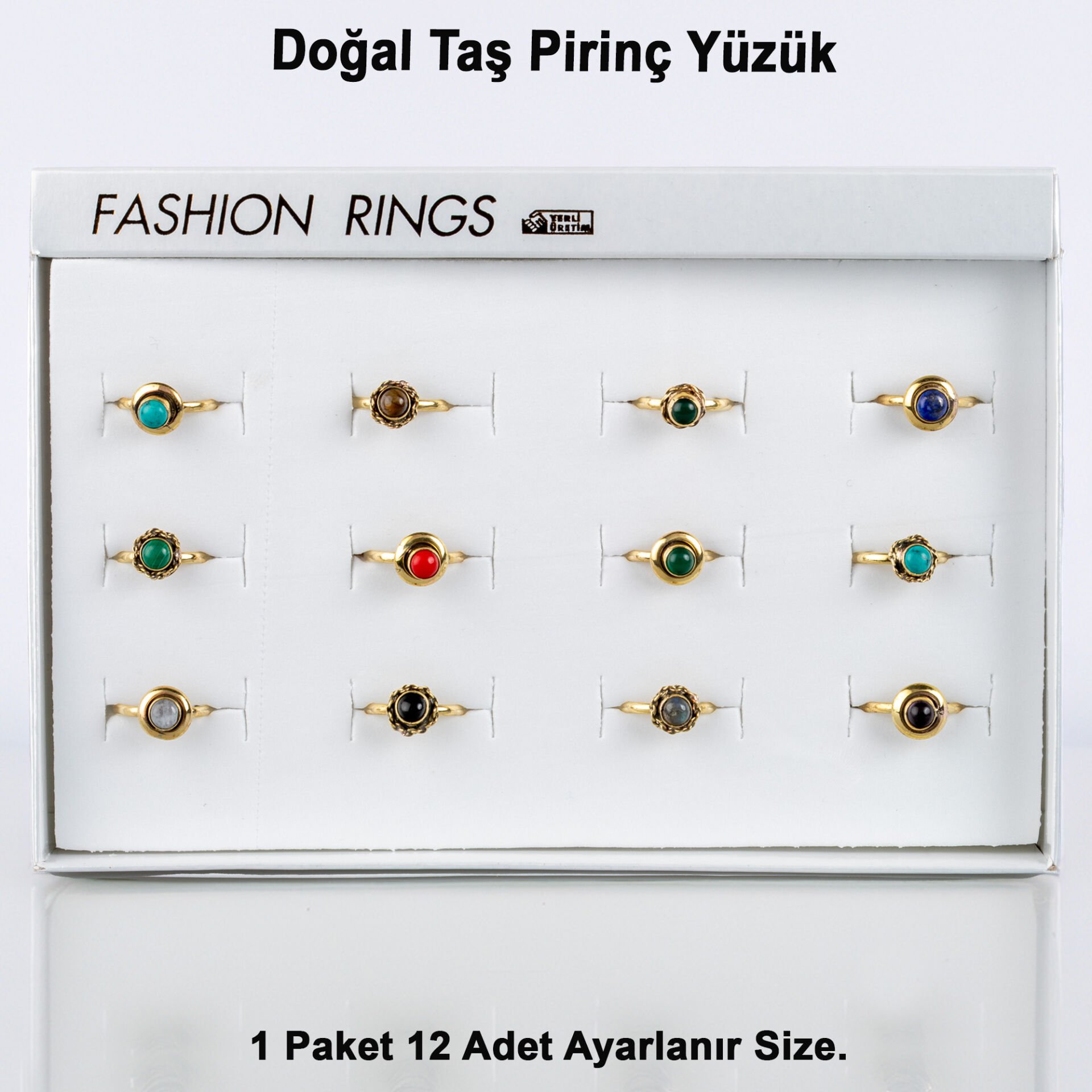 Doğal Taş Pirinç Yüzük-Paket