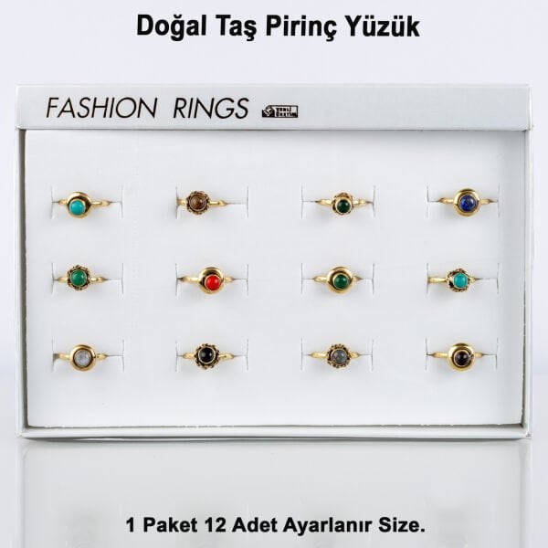 Doğal Taş Pirinç Yüzük-Paket