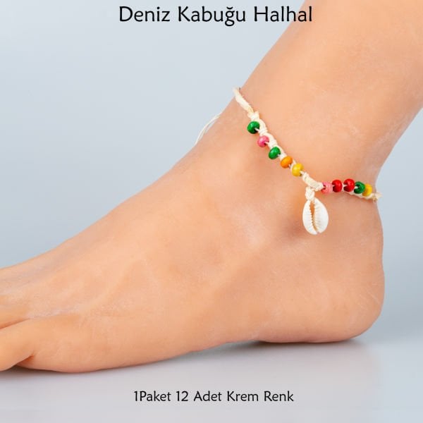 Deniz Kabuğu Halhal- 2 Renk Seçeneği-Paket Krem