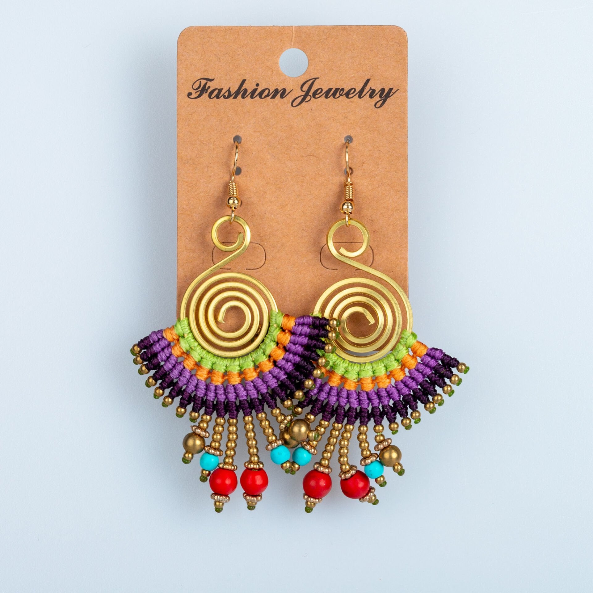 El Yapımı Pirinç Makrome Küpe 5 Renk Seçeneği 1 Çift Renk 5