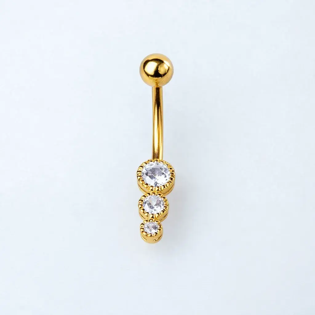 Toptan Piercing Göbek Taşlı Sarı