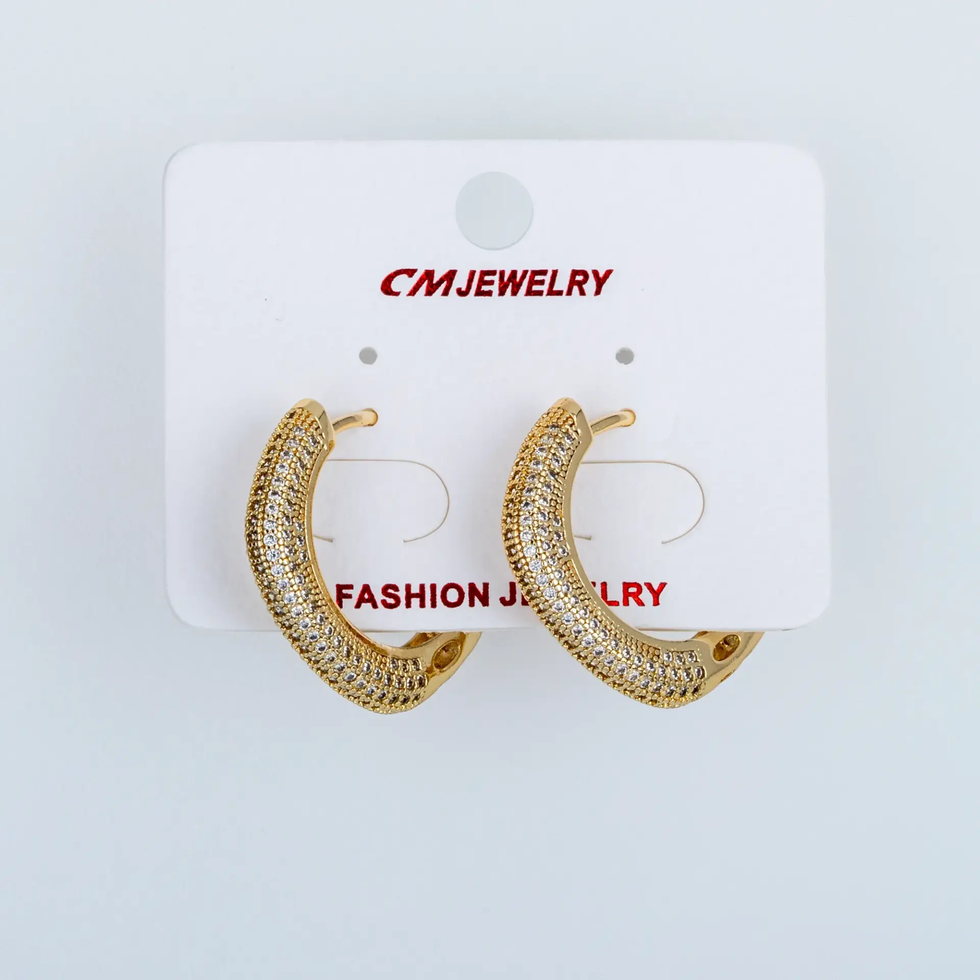 CM Jewelry 14K Kaplama Tırnaklı Halka Küpe