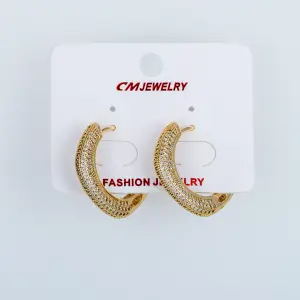 CM Jewelry 14K Kaplama Tırnaklı Halka Küpe