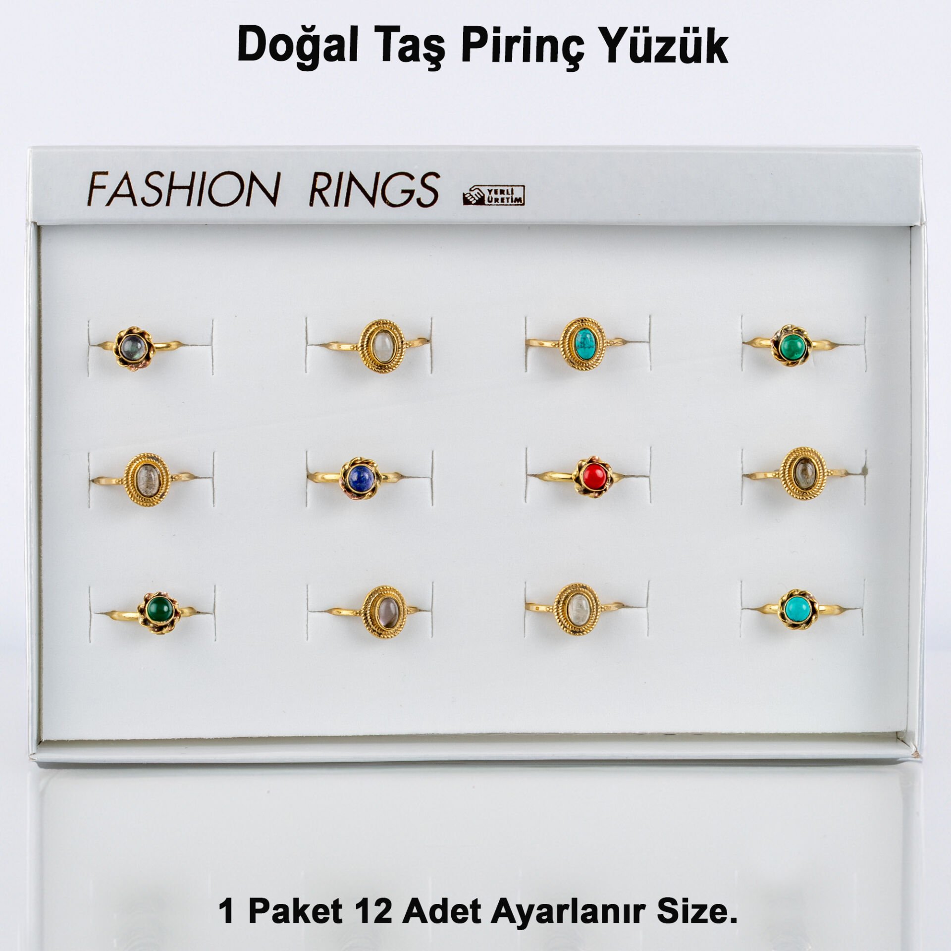 Doğal Taş Pirinç Yüzük-Paket