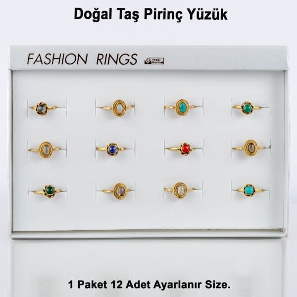 Doğal Taş Pirinç Yüzük-Paket