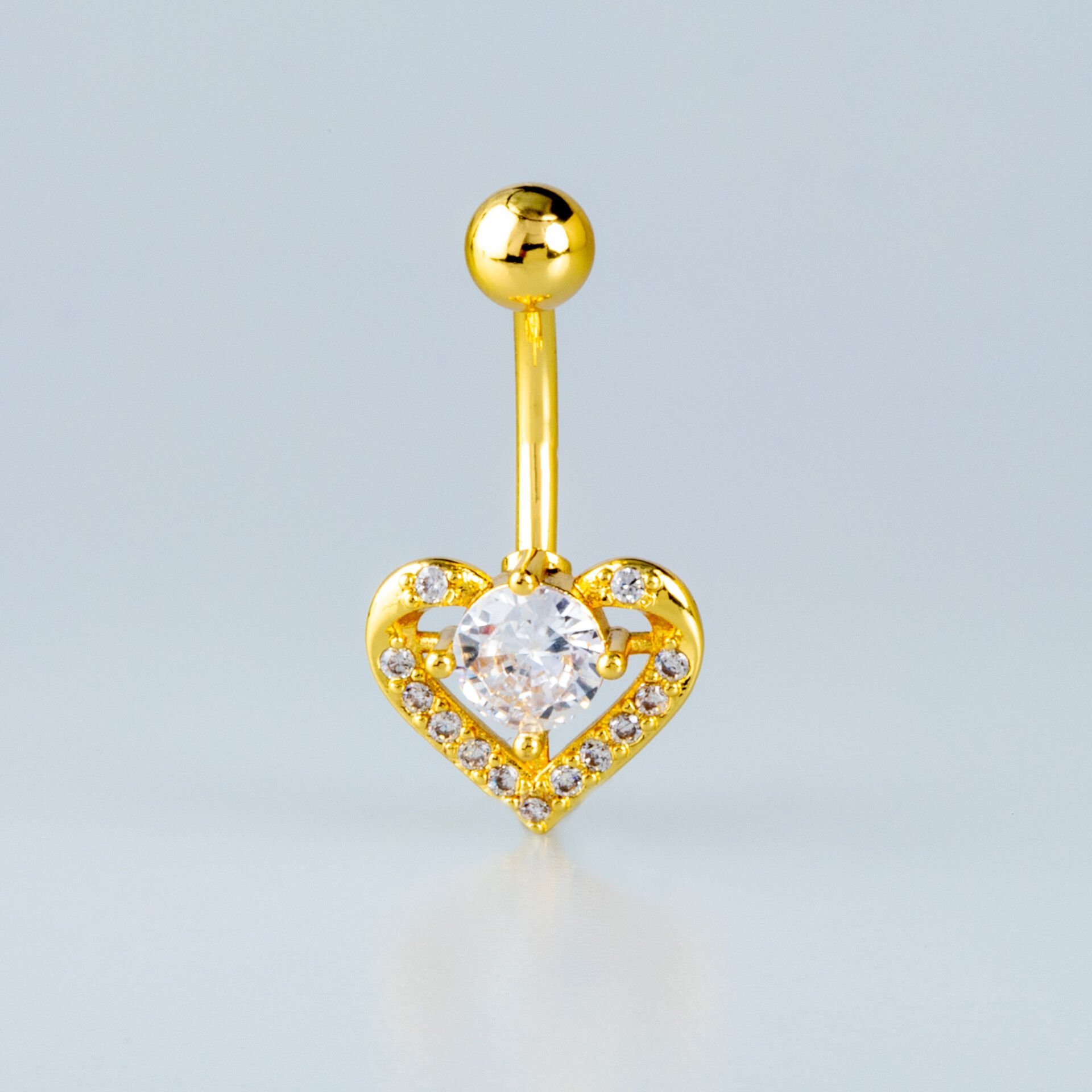 Piercing Göbek Kalp  5mm Yuvarlak Taş