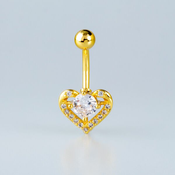 Piercing Göbek Kalp  5mm Yuvarlak Taş