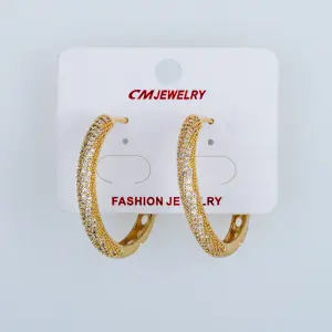 CM Jewelry 14K Kaplama Tırnaklı Halka Küpe