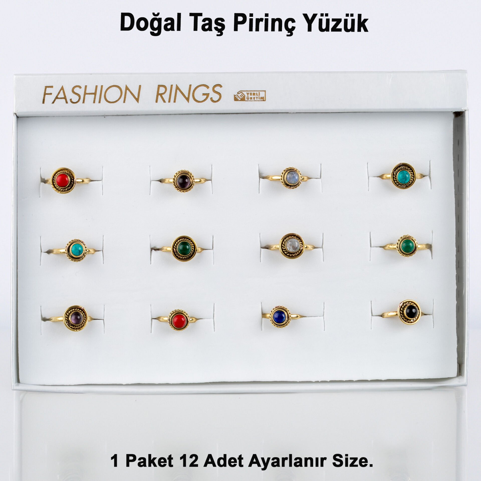 Doğal Taş Pirinç Yüzük-Paket