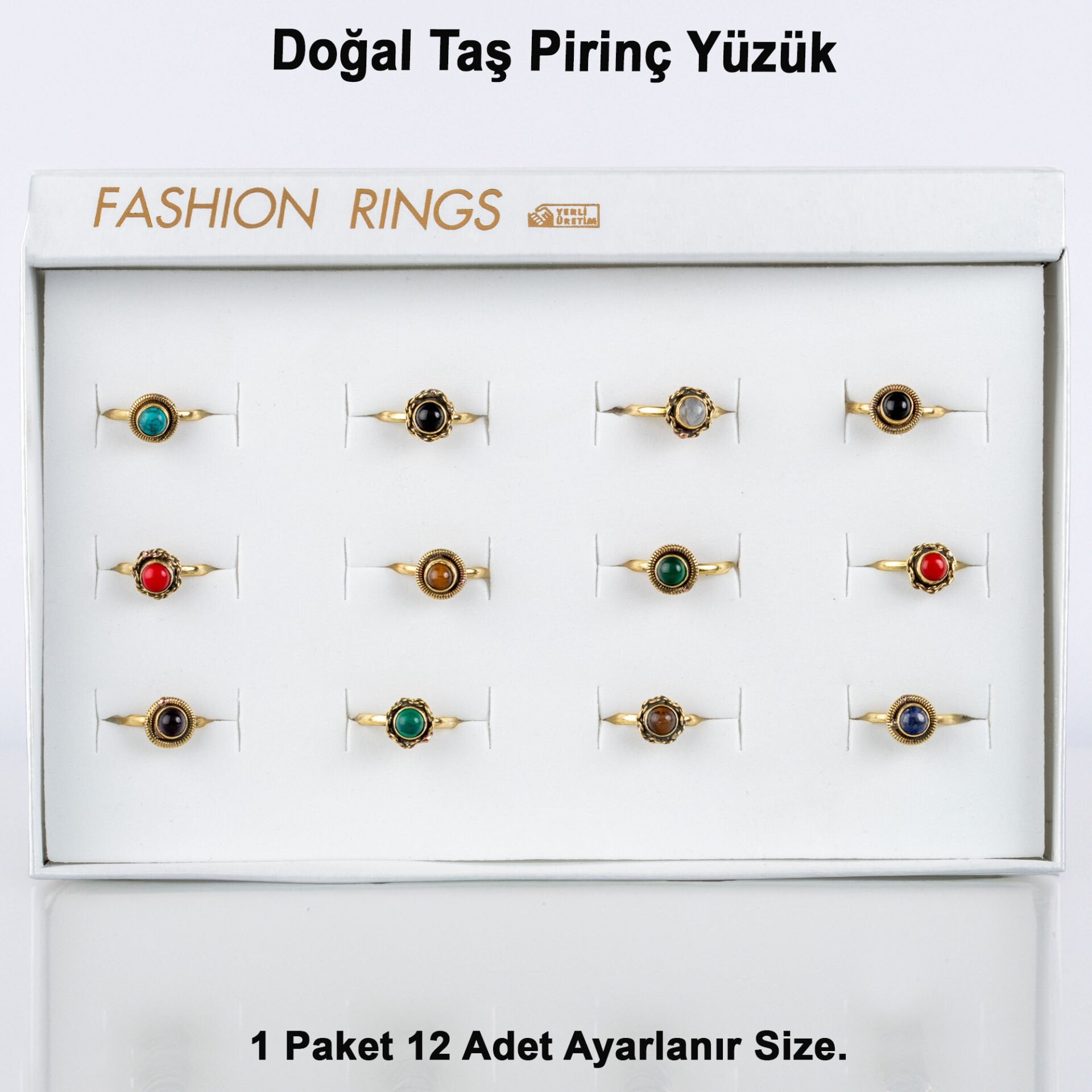 Doğal Taş Pirinç Yüzük-Paket