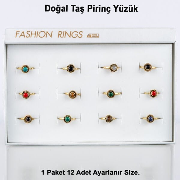 Doğal Taş Pirinç Yüzük-Paket