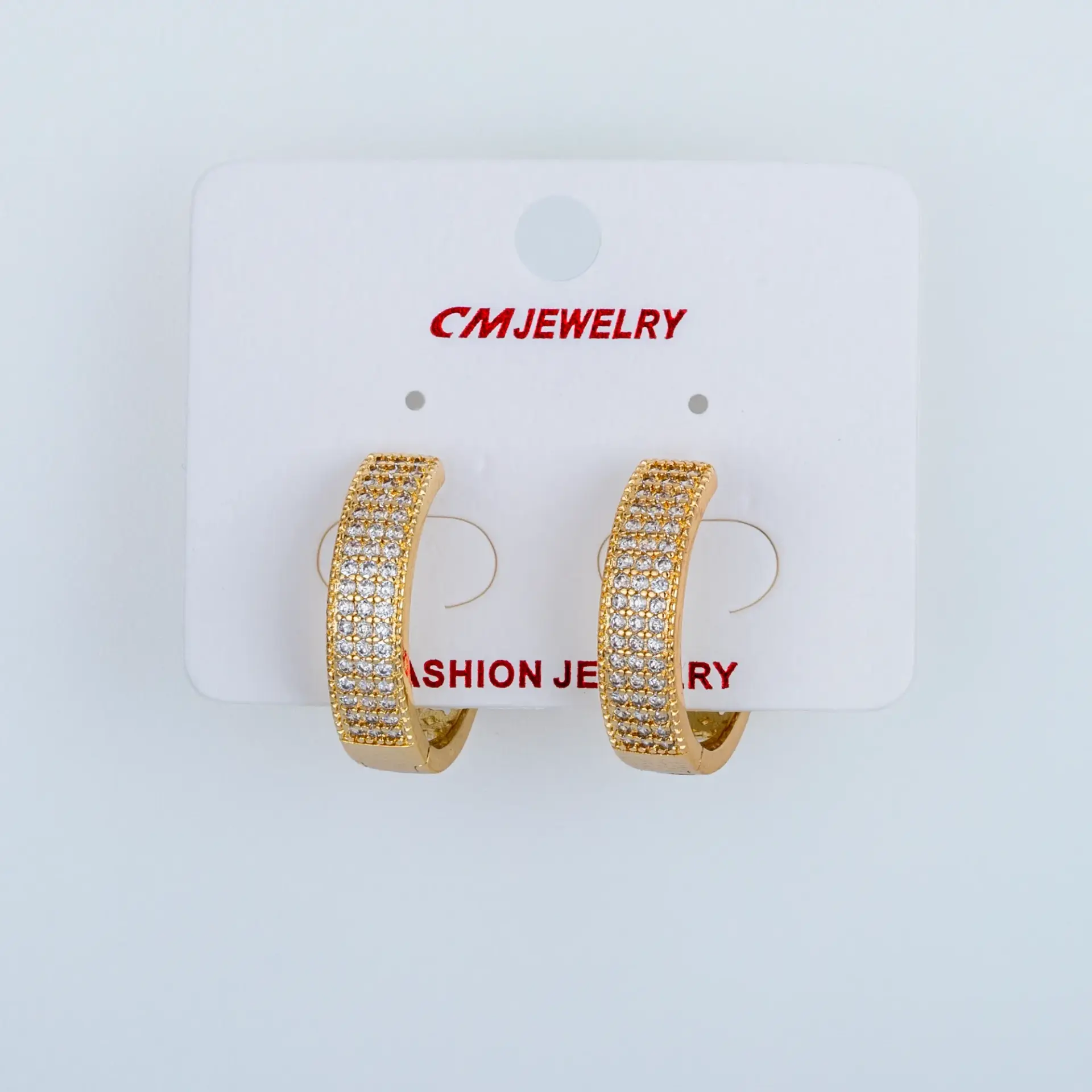 CM Jewelry 14K Kaplama Tırnaklı Halka Küpe