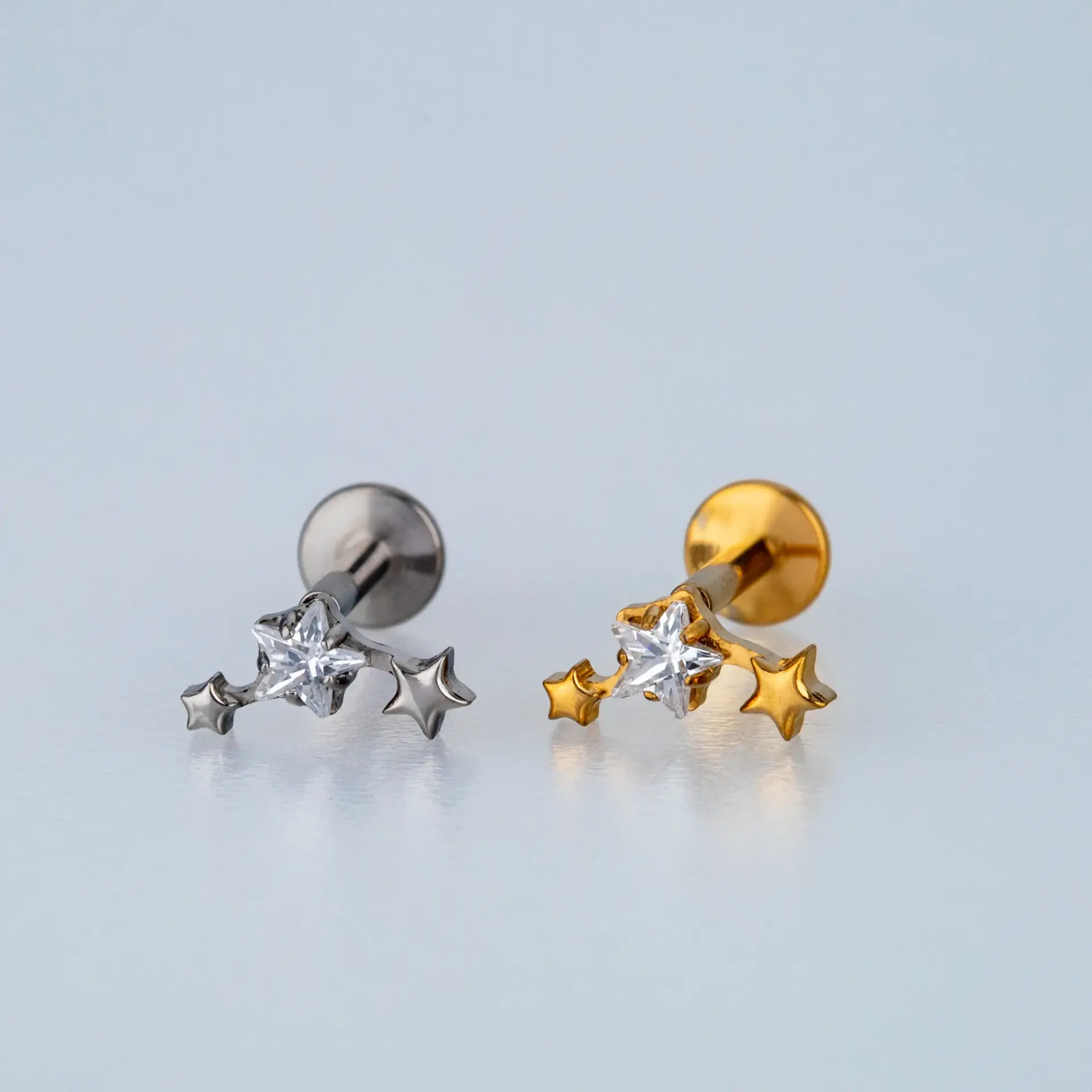 Piercing G23 Titanyum Tragus Helix Yıldız Sarı 8mm