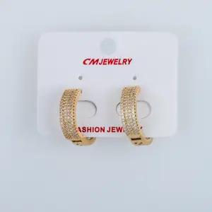 CM Jewelry 14K Kaplama Tırnaklı Halka Küpe